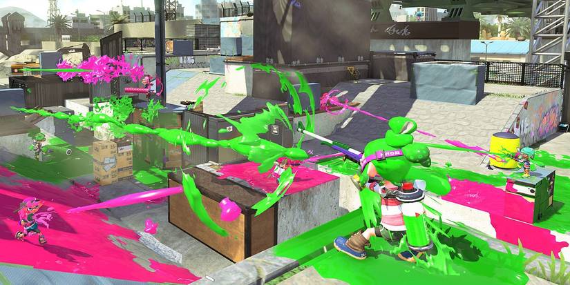 Splatoon 2 firing from Battle Bridge