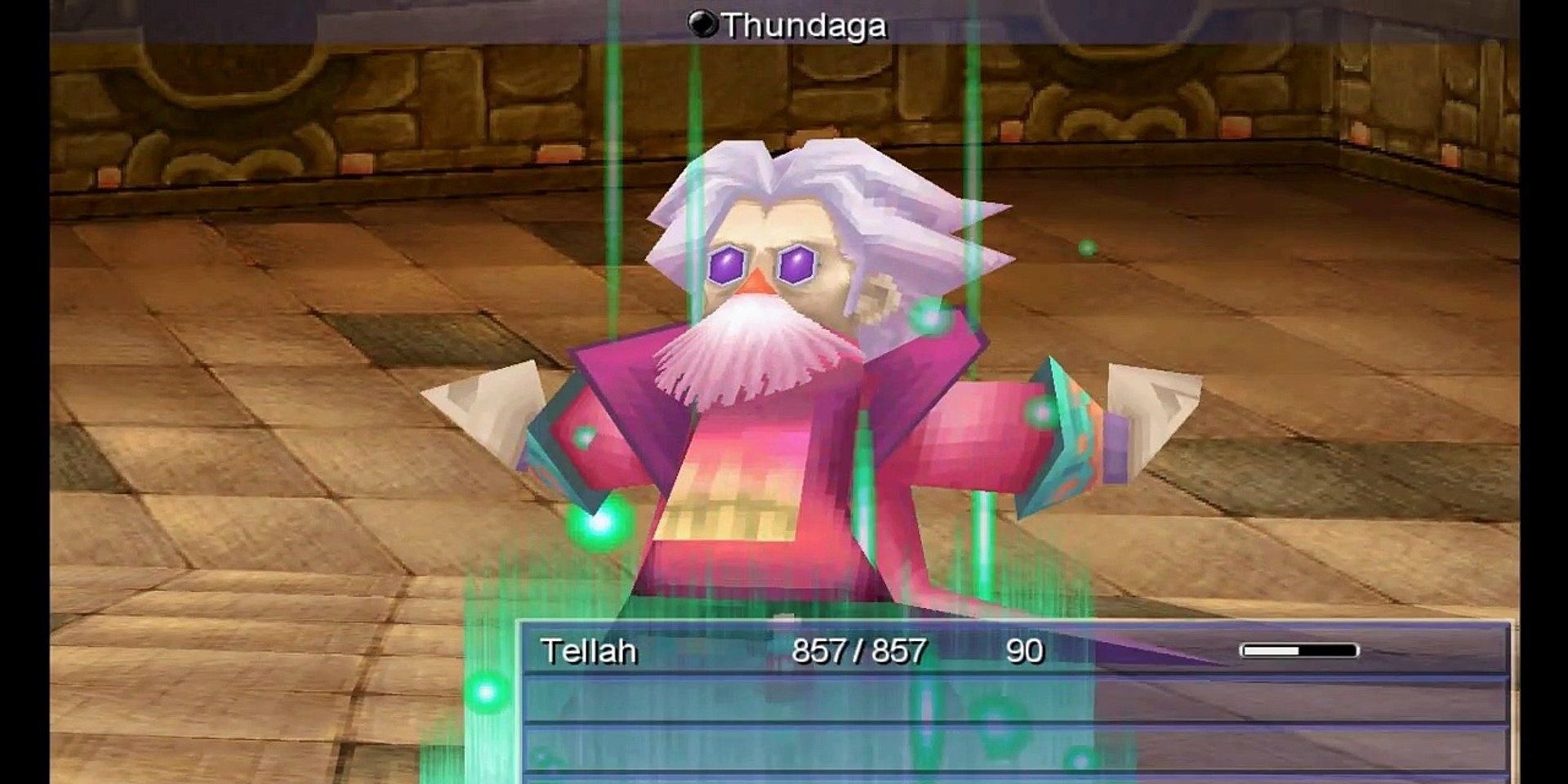 Tellah casting Thundaga in Final Fantasy IV