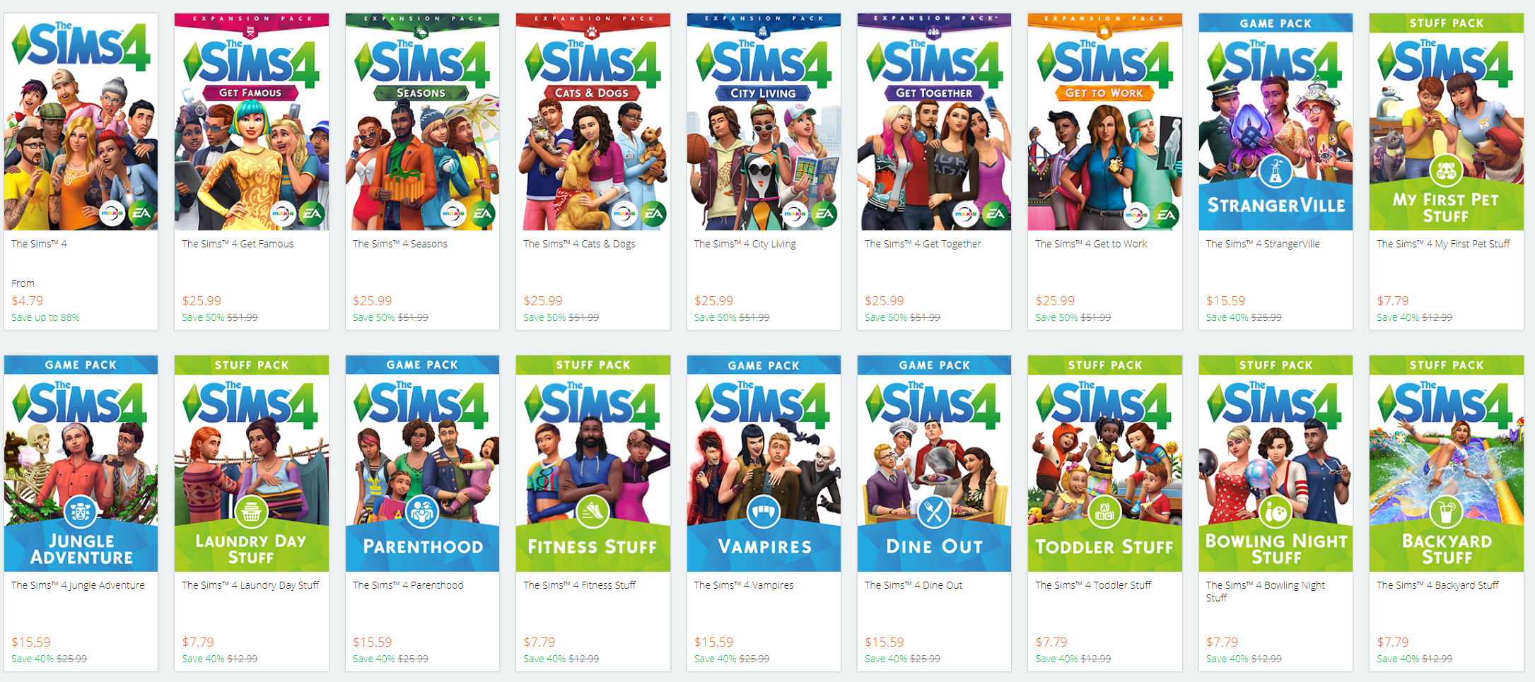 The Sims 4 DLCs