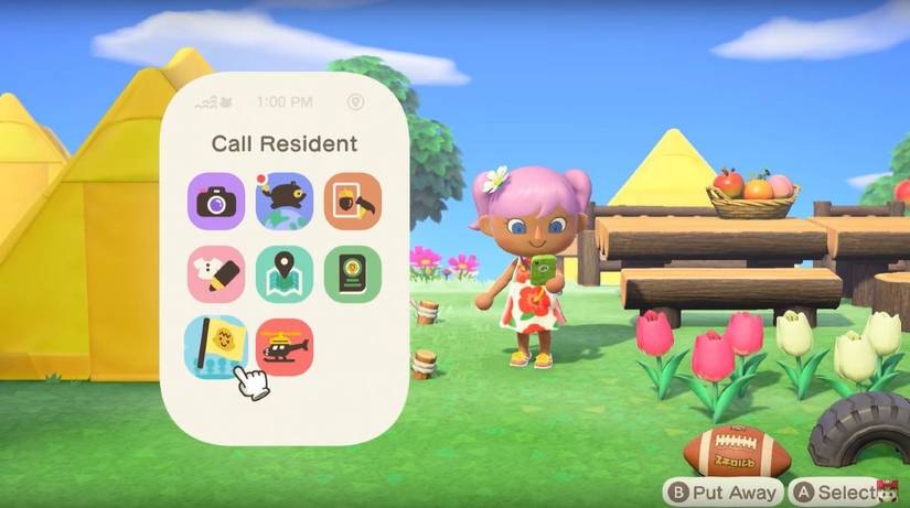animal crossing new horizons call resident menu