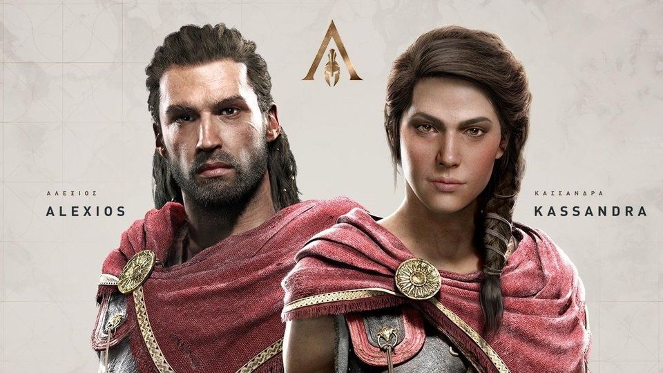 assassin's creed odyssey characters side by side alexios kassandra