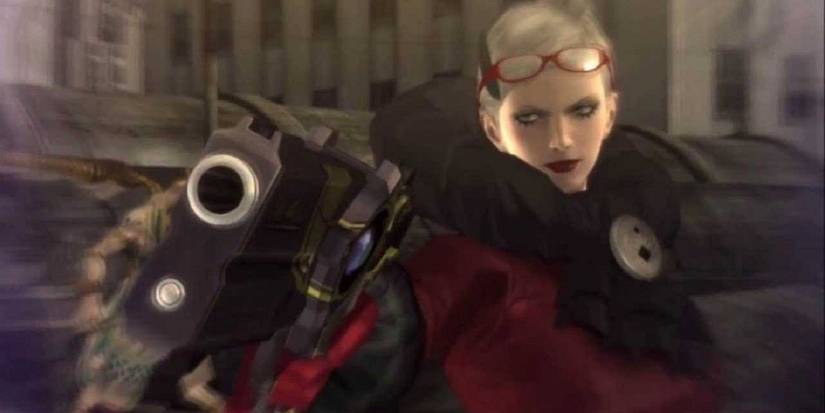 Jeanne aiming her gun in Bayonetta