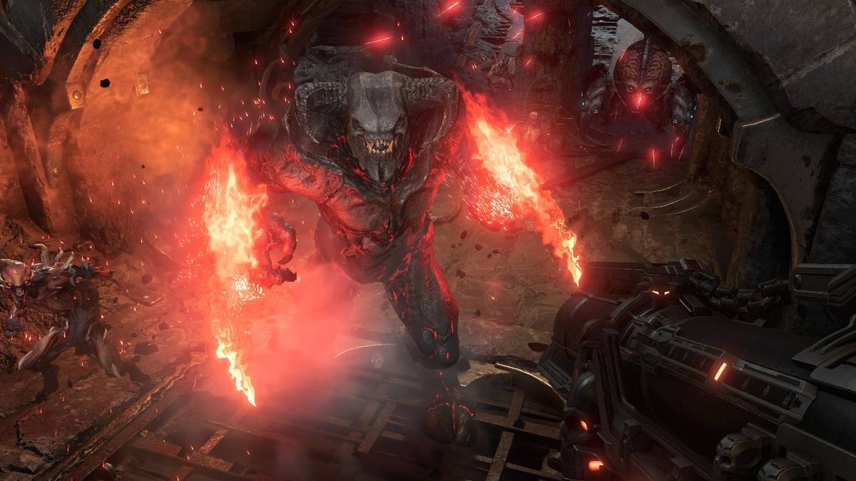 doom eternal flaming armed demon