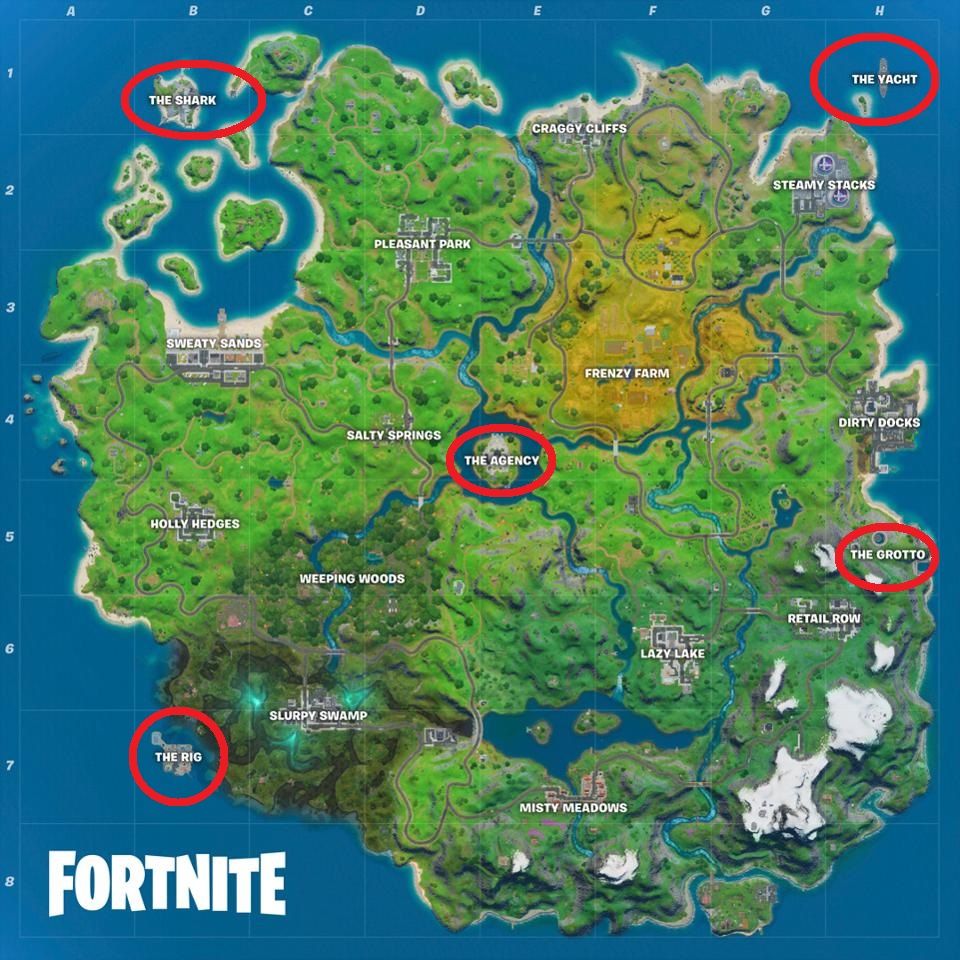 Fortnite Five New named Locations