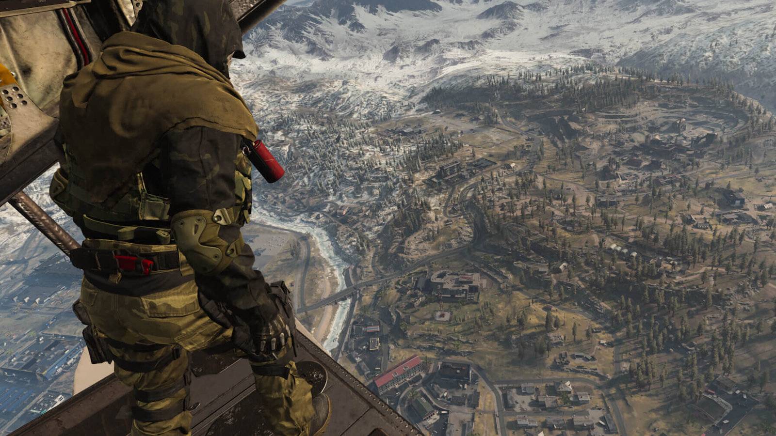 modern warfare warzone looking out of the airplane to verdansk