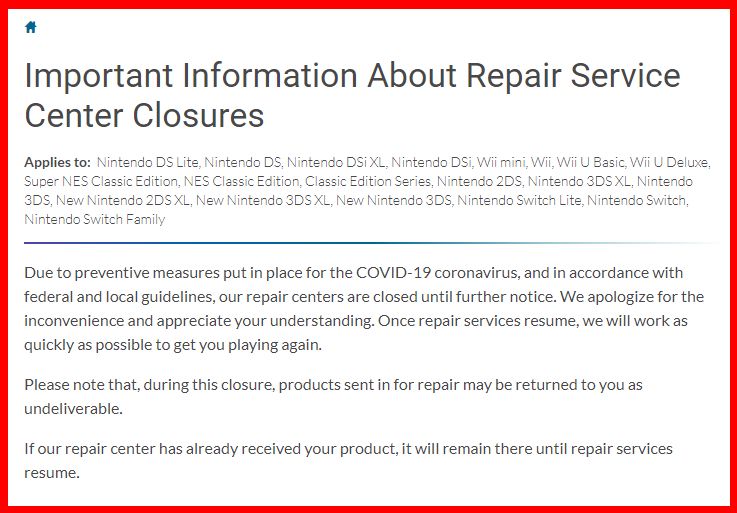 switch repairs postponed notice