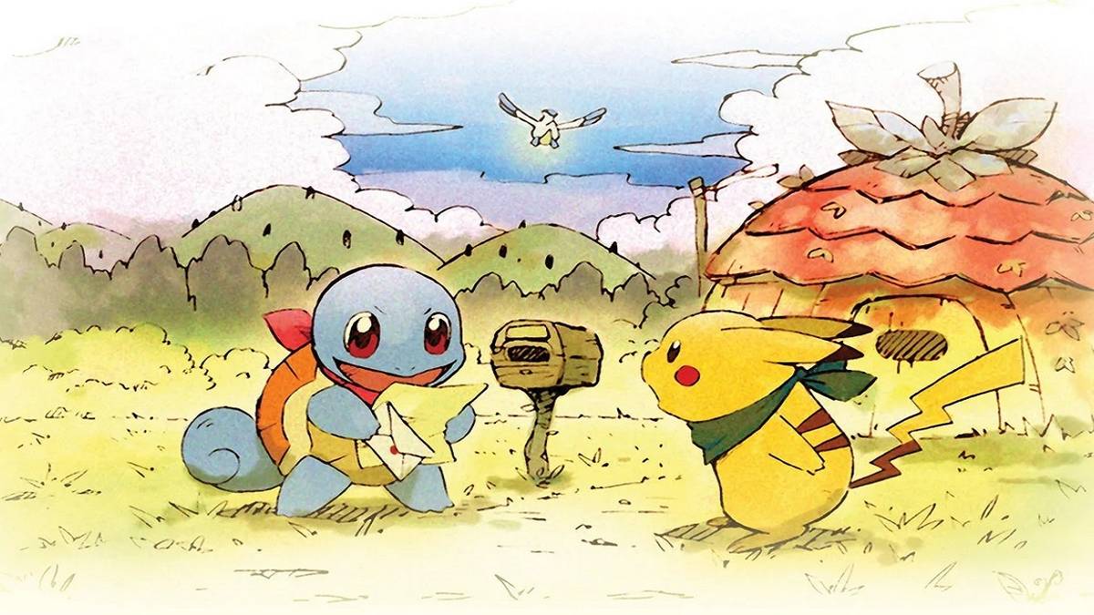 pokemon mystery dungeon dx official art of squirtle and pikachu