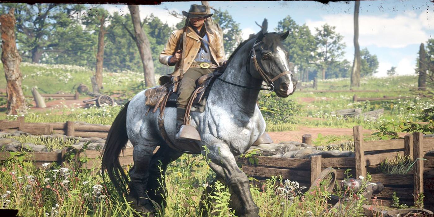 Arthur Morgan on a horse.