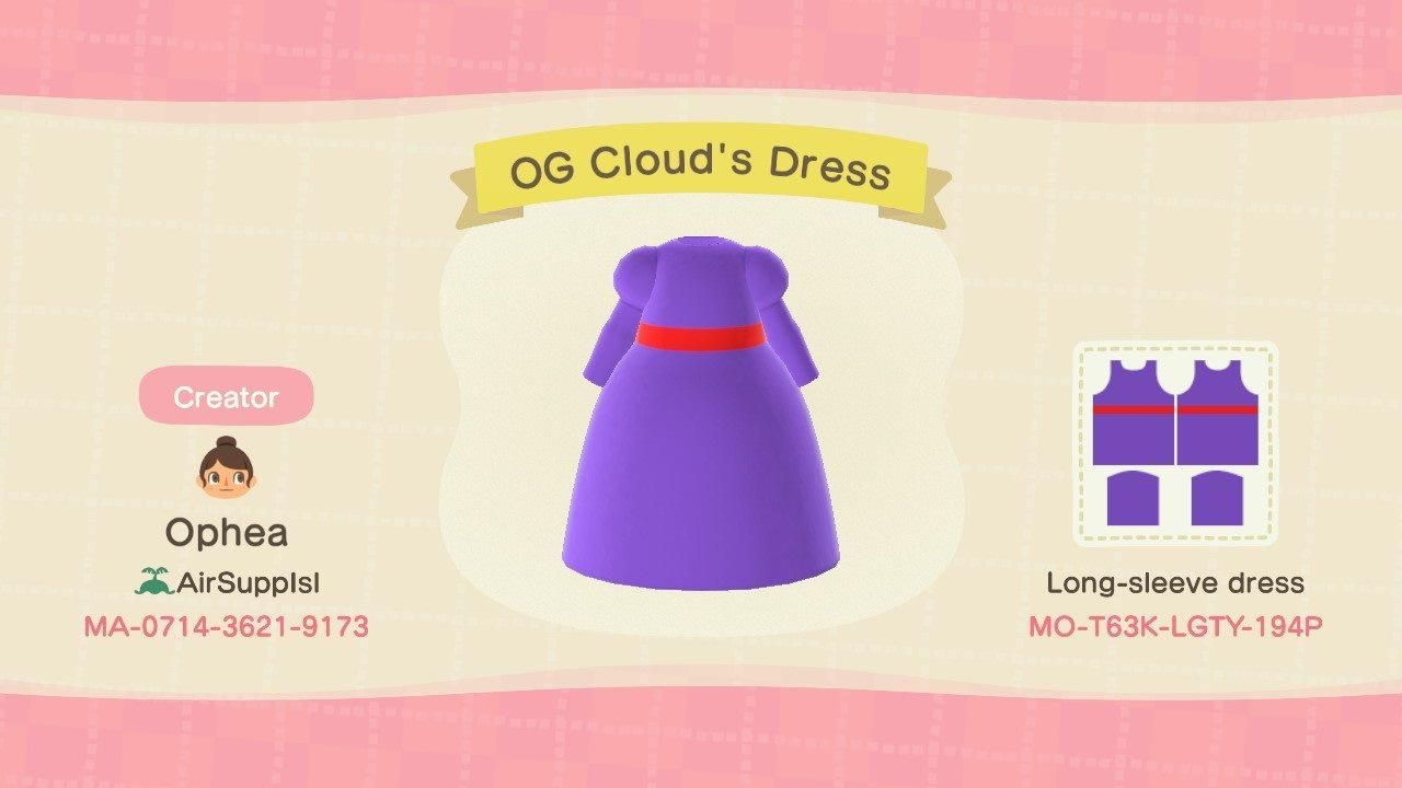 Animal Crossing New Horizons Cloud Dress Code Original