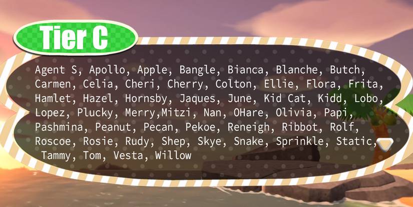Animal Crossing Villager Tier List