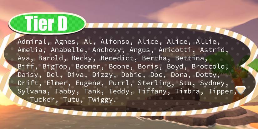 Animal Crossing Villager Tier List