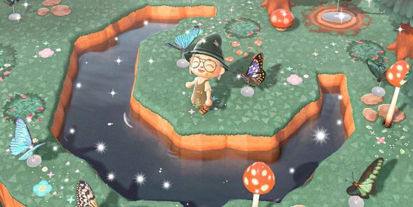 Animal Crossing New Horizons Moon-Shaped Pond Terraforming