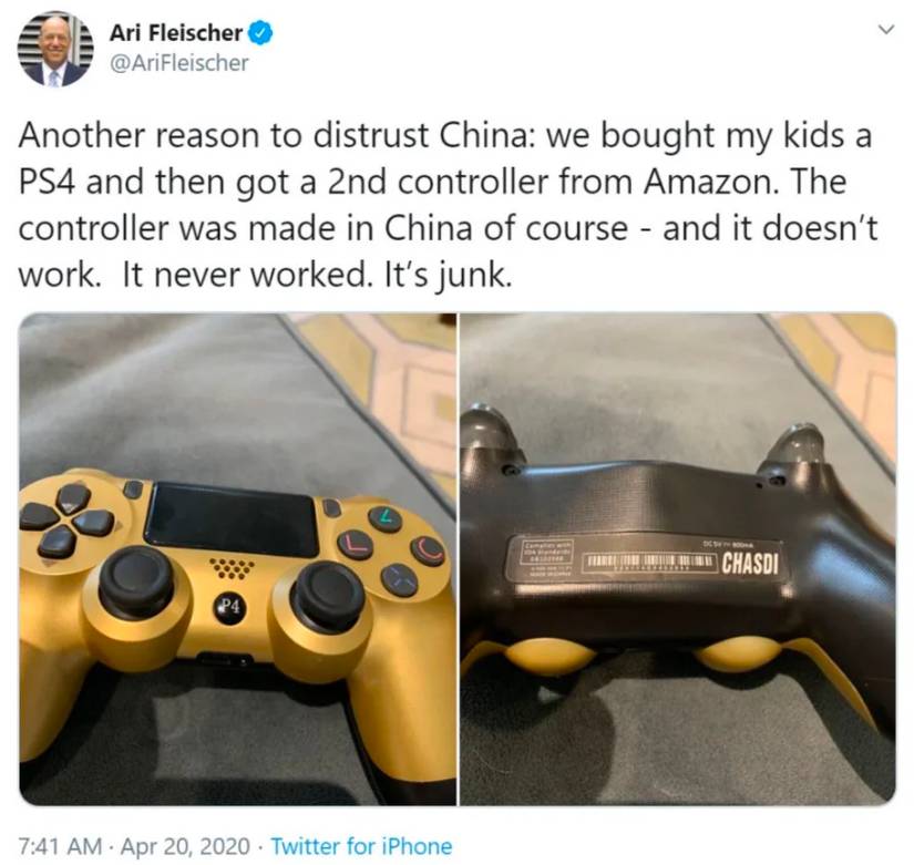 Ari Fleischer PS4 controller tweet