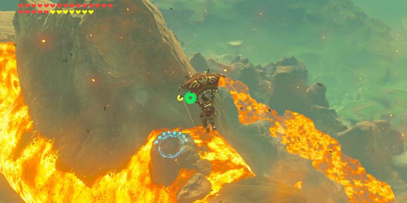 Gliding over the volcano in Breath of the Wild