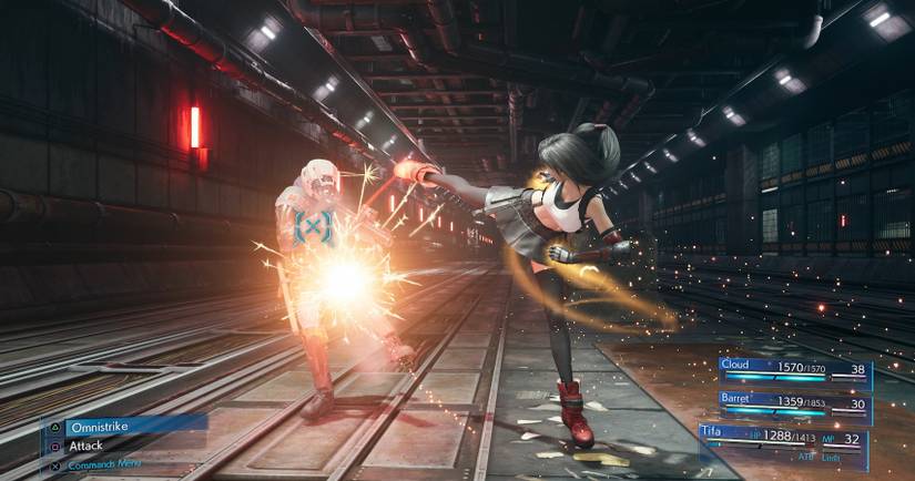 Final Fantasy VII remake tifa kicking a soldier