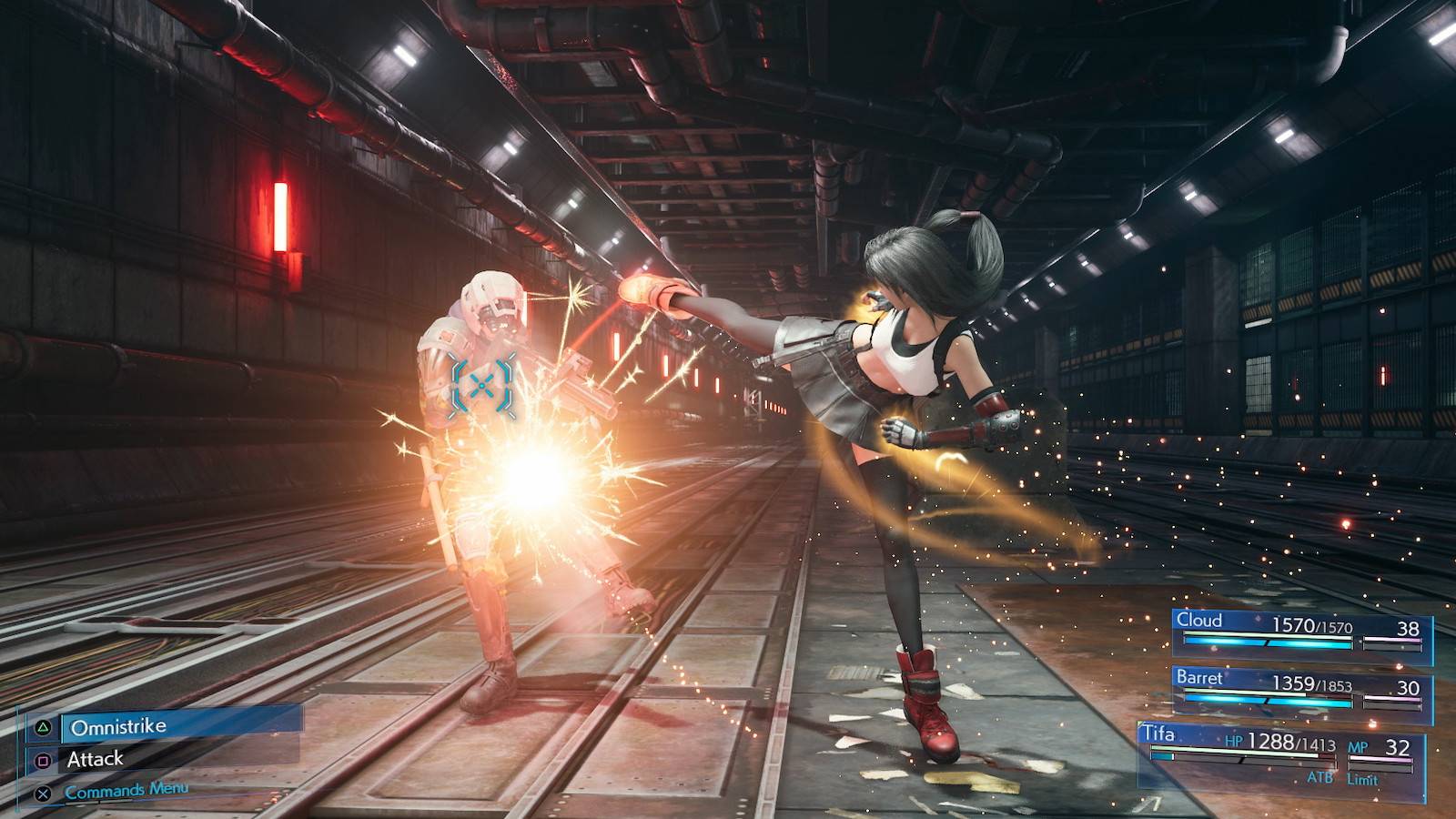 Final Fantasy VII remake tifa kicking a soldier