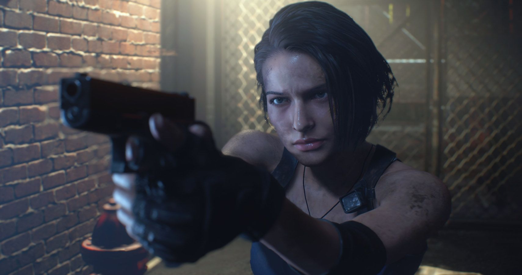 Jill Resident Evil 3 holding a pistol