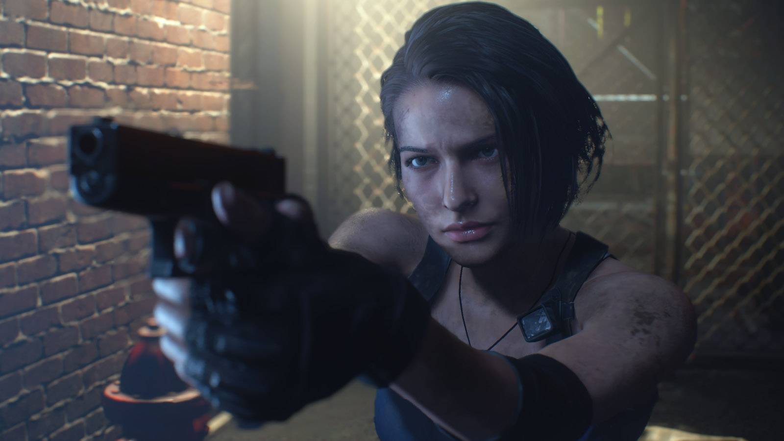 Jill Resident Evil 3 holding a pistol