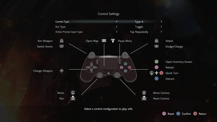 Resident Evil 3 PS4 Controls