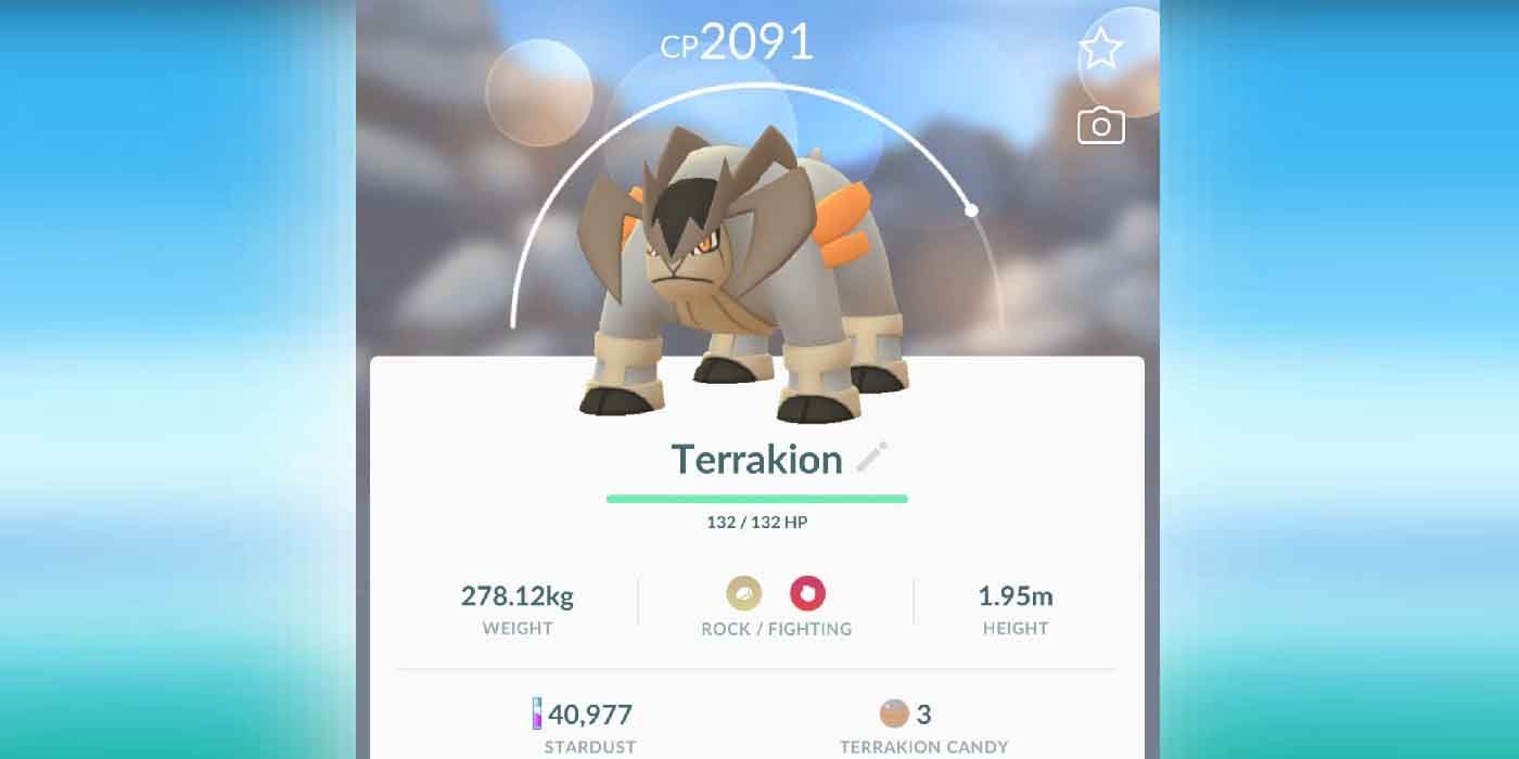 The profile of Terrakion in Pokemon GO