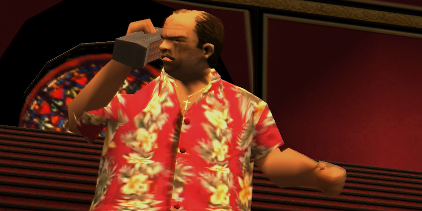 Ricardo Diaz talking on the phone in his mansion during Vice City
