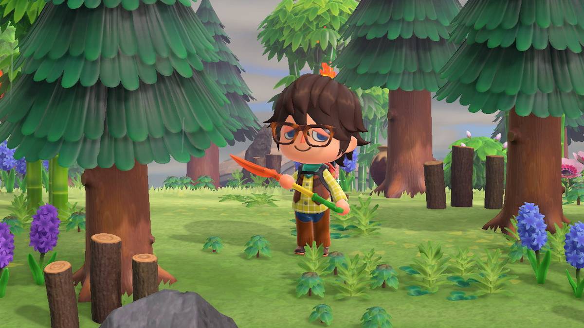 animal crossing new horizons forest with shovel