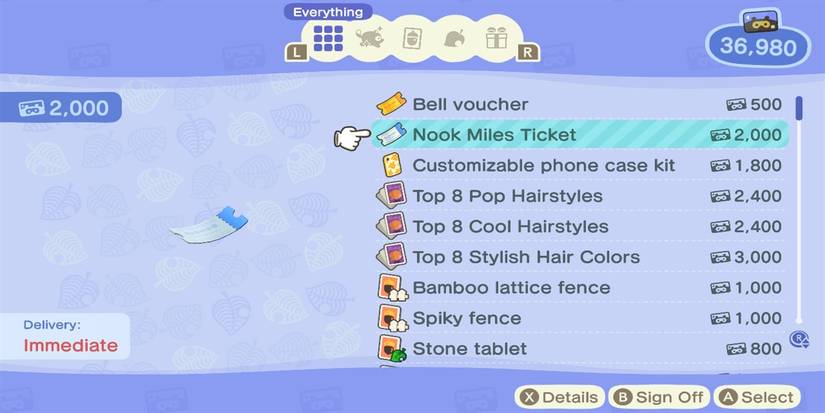 nook miles ticket reward in animal crossing