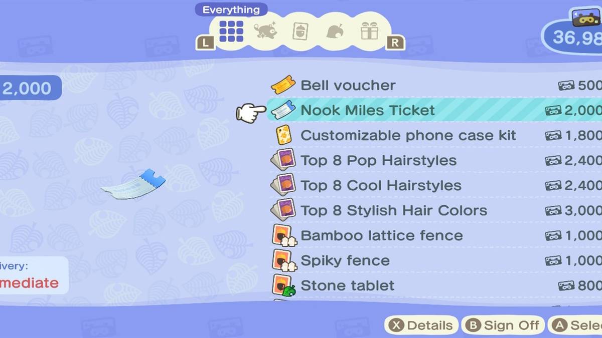 nook miles ticket reward in animal crossing