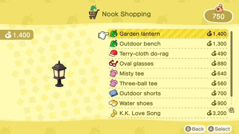 nook shopping items animal crossing