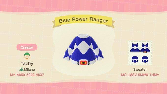 animal crossing new horizons blue power ranger costume code