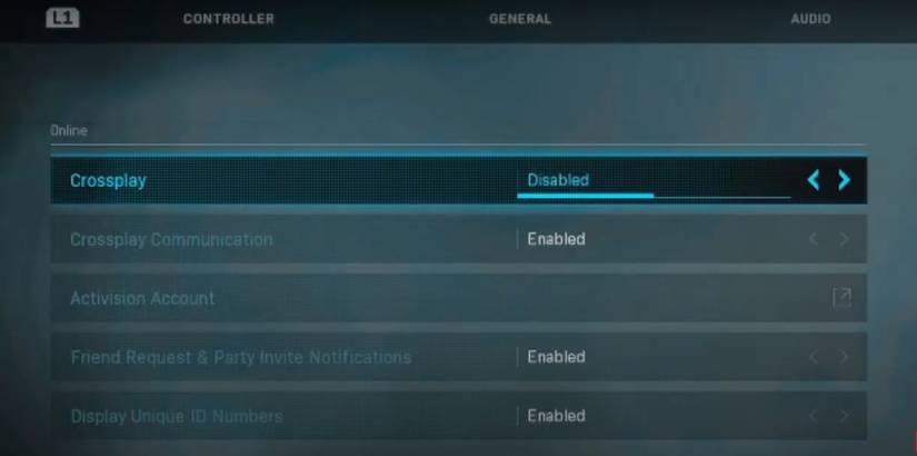 Call of Duty: Warzone disable cross-play