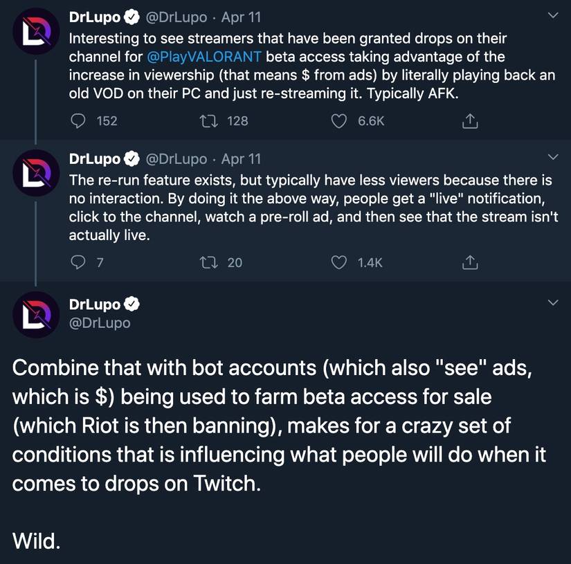 dr lupo explains twitch drop problem