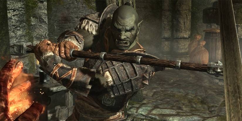 Skyrim Orc fight