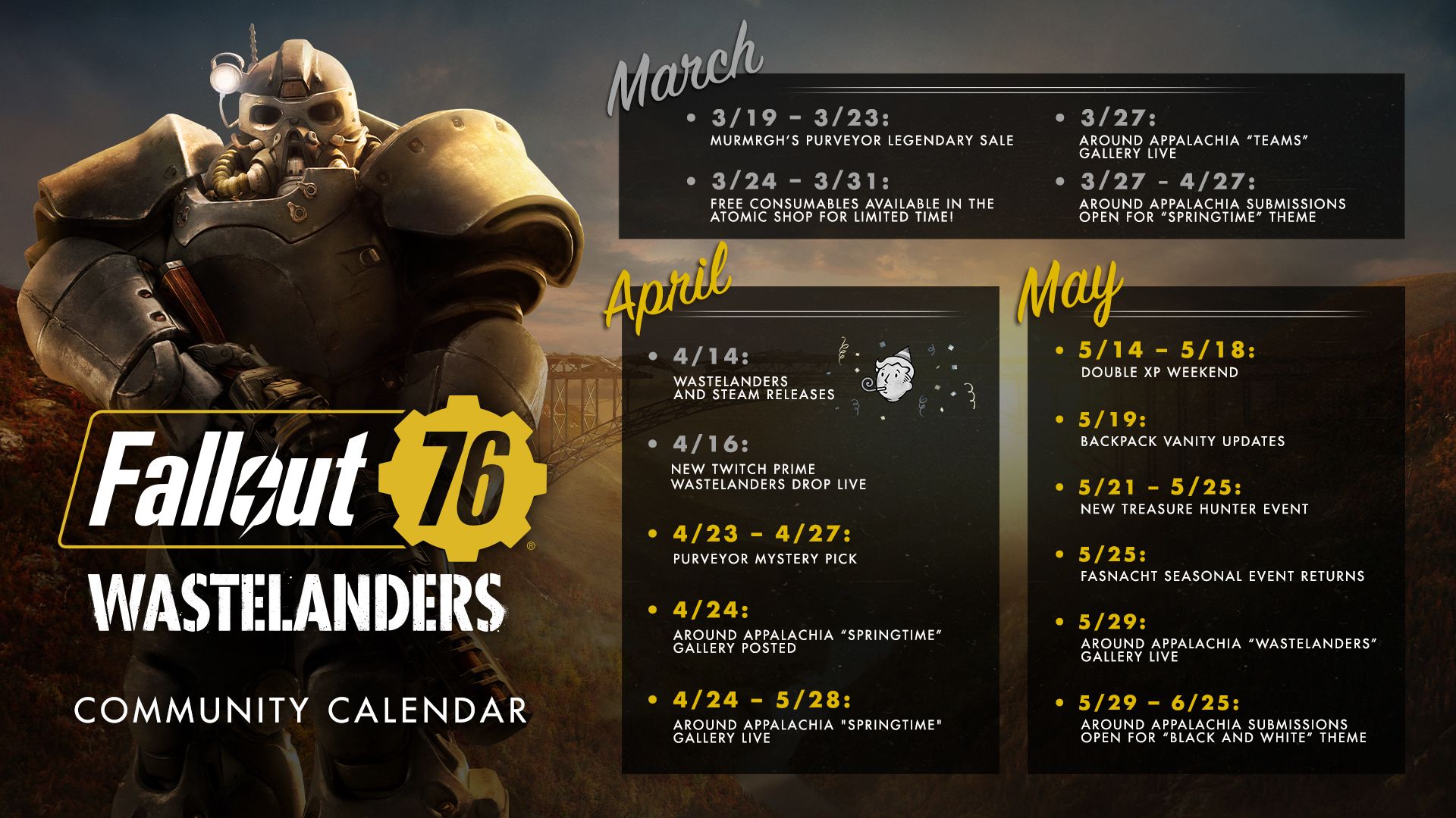 Fallout 76 Community Calendar Features Events for the Game