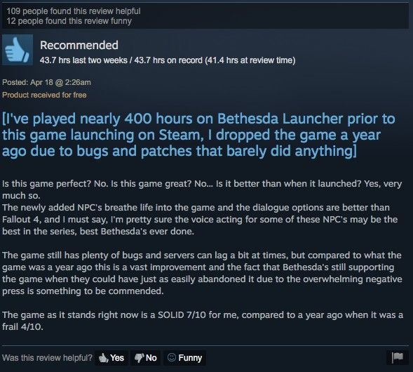 fallout 76, positive review