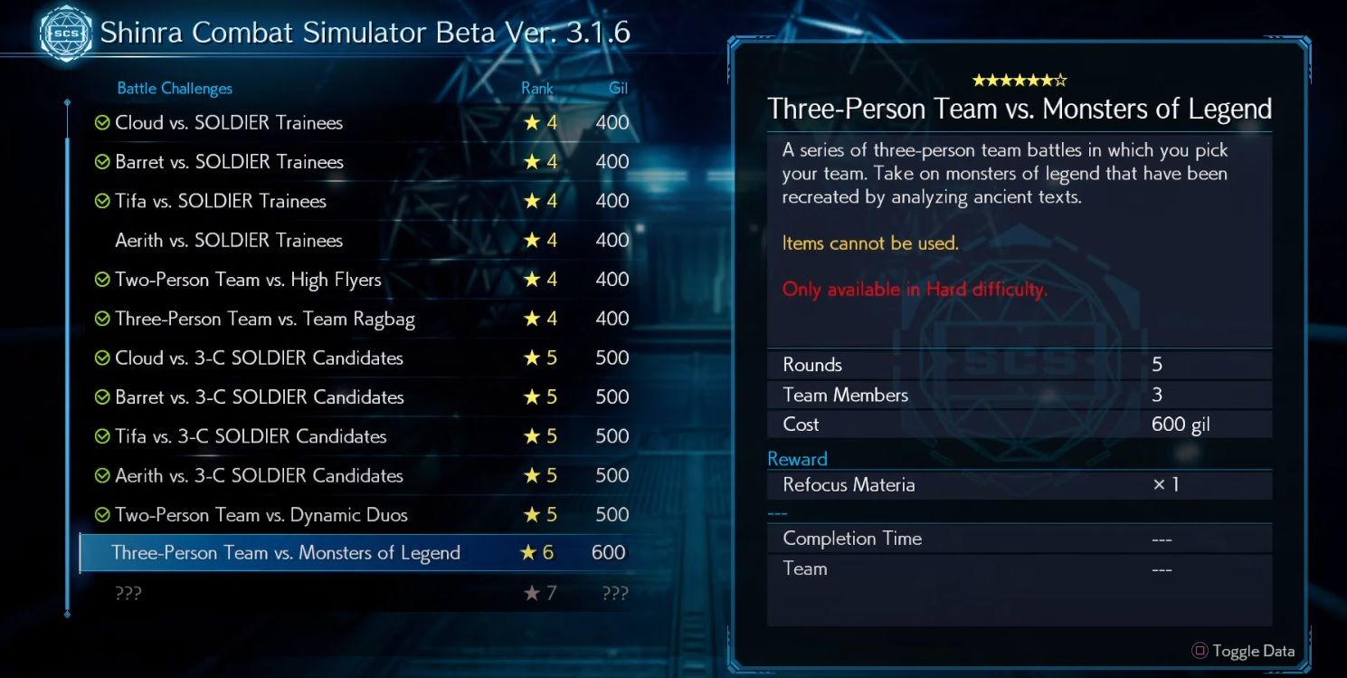 final fantasy 7 hard mode combat simulator options