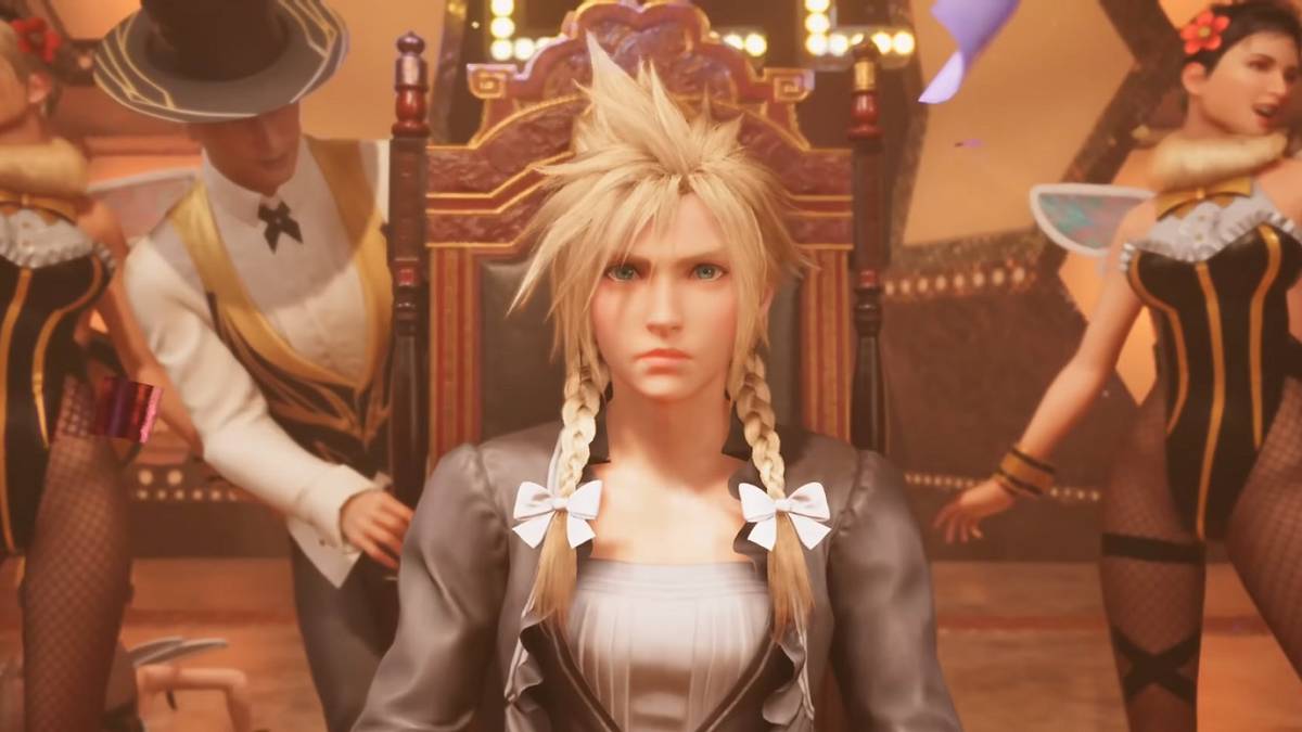 final fantasy 7 remake cloud gets put in a dress