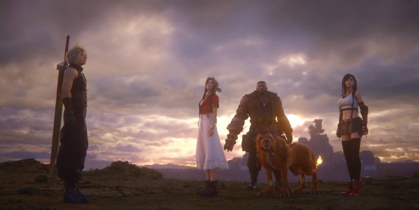 ff7 remake ending shot of the main characters