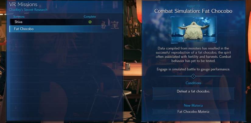 final fantasy 7 remake description of vr fat chocobo