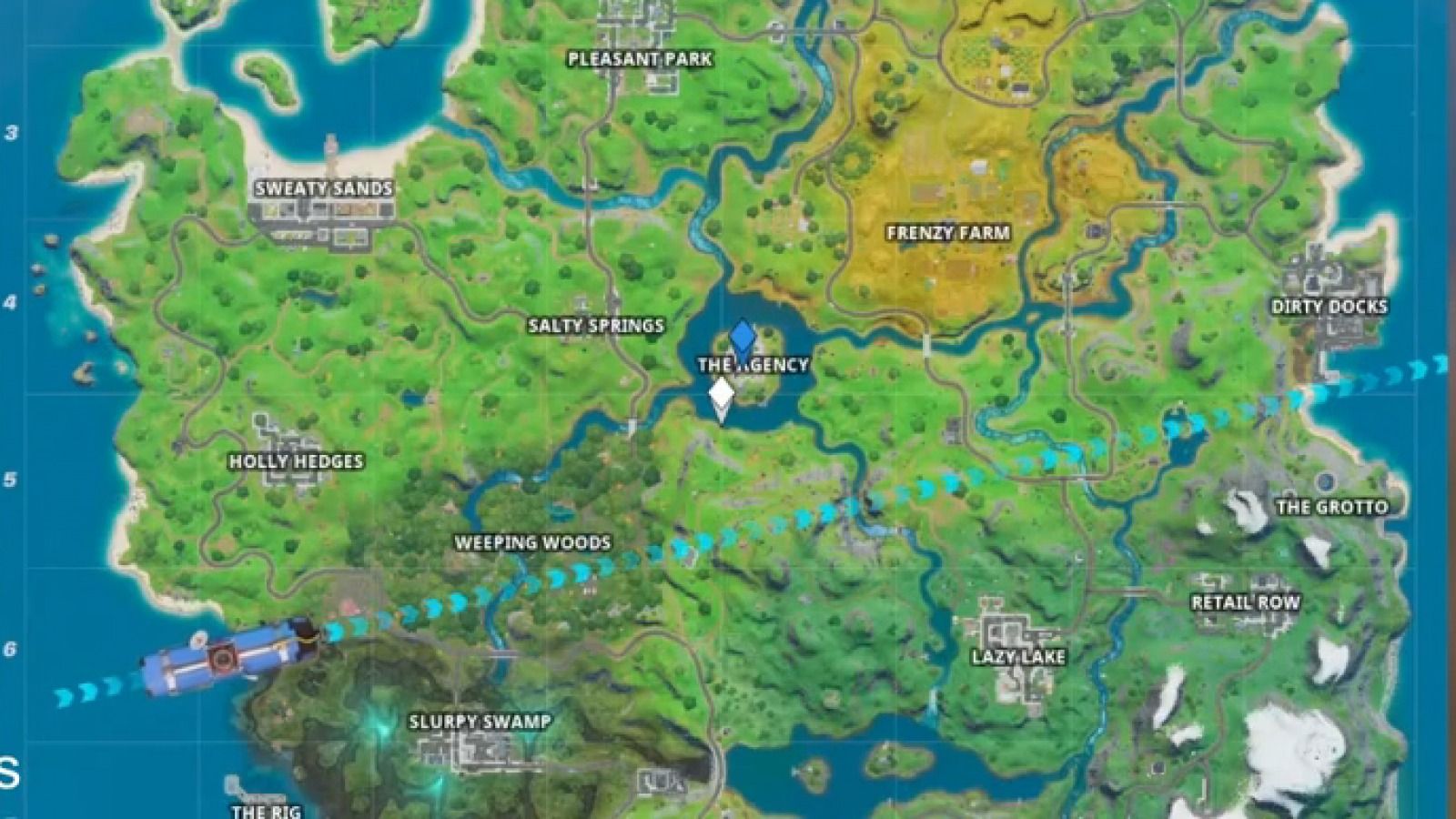 Местонахождение агентства Fortnite на карте