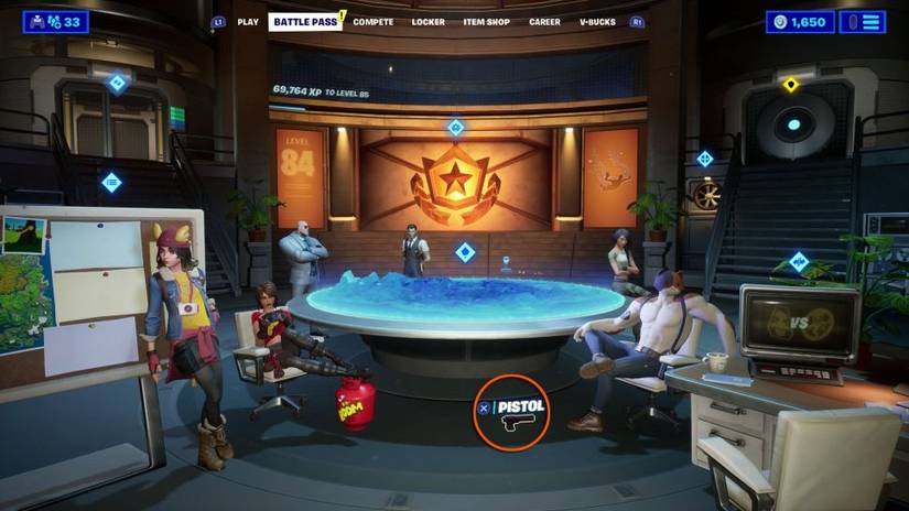 Fortnite Deadpool event pistols under table