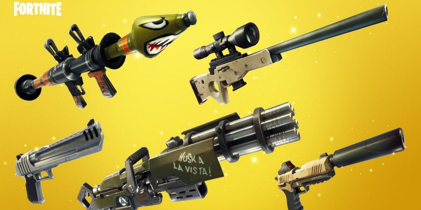 fortnite weapons gold background