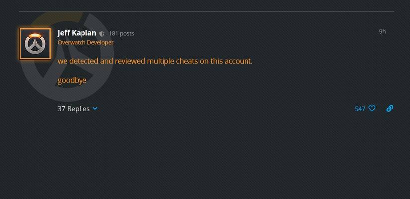jeff kaplan response to cheater