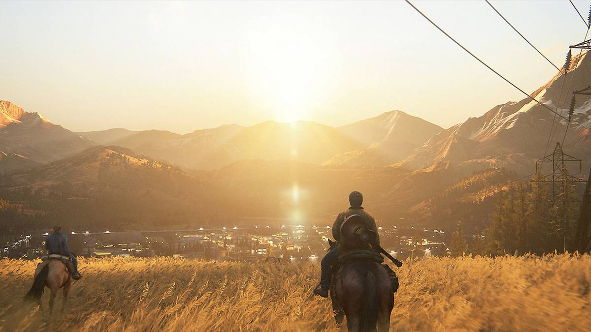 Last of Us 2 Joel on horseback going through field