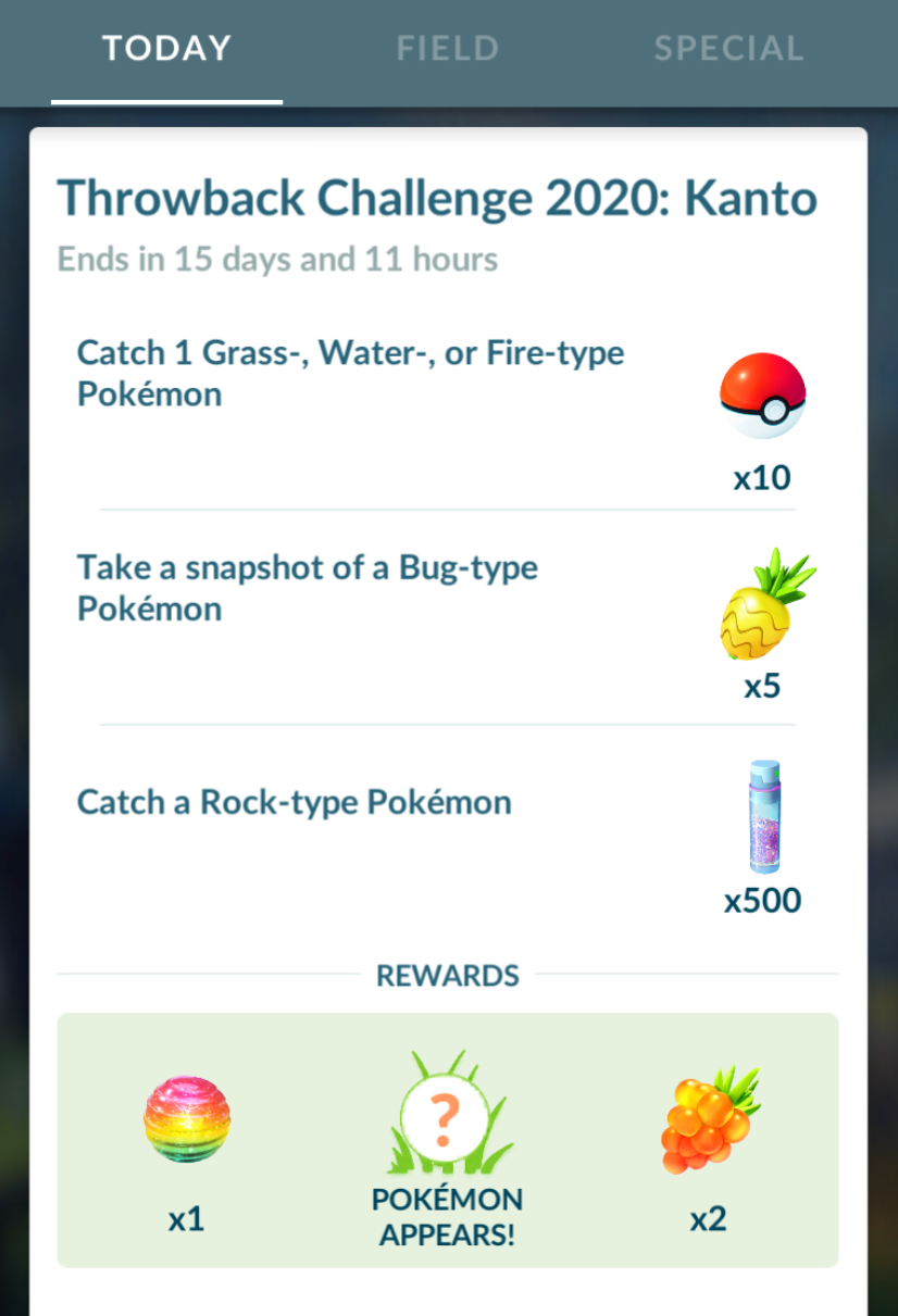 pokemon go throwback 2020 event