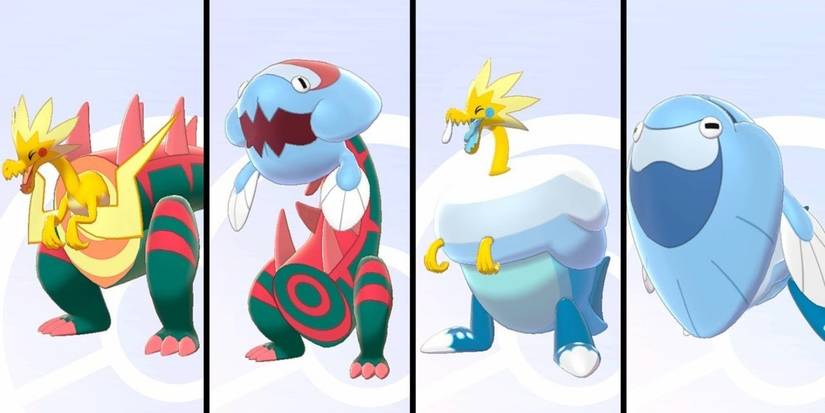 Split image the Fossil Pokemon Dracozolt, Arctozolt, Dracovish, and Arctovish