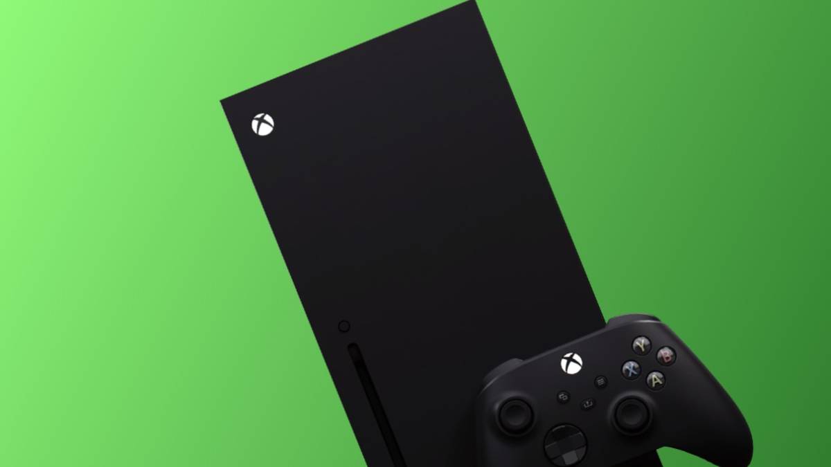 xbox series x green background tilted