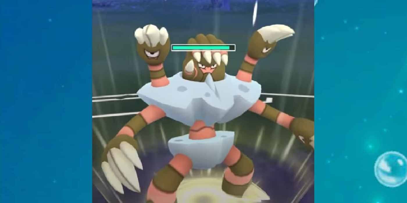 Barbaracle taking damage during a fight in Pokemon GO