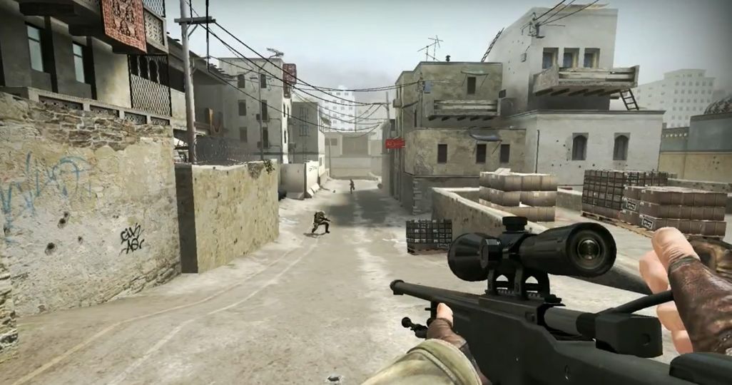 CSGO Siege 2a - Gameplay running through desert town street with sniper