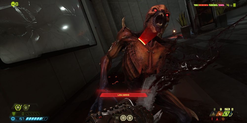 Doom Eternal Using The Chainsaw In the Side Of An Enemy